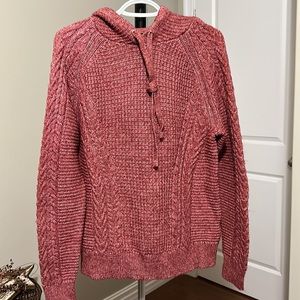 Sz M🇨🇦⭐️Like New Charle B Red Hooded Cable Knit Sweater. Worn Once